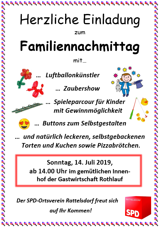 SPD Rattelsdorf Herzliche Einladung zum Familiennachmittag SPD